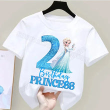 Lade das Bild in den Galerie-Viewer, Eiskönigin Geburtstags T-Shit mit Jahreszahl Frozen Birthday Princess
