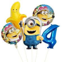 Lade das Bild in den Galerie-Viewer, Minions Ballons für den Kindergeburtstag mit Jahreszahl
