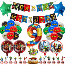 Lade das Bild in den Galerie-Viewer, Ninjago Kindergeburtstag Deko Set mit Ballons, Banner, Kuchen-Topper
