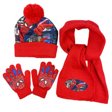 Lade das Bild in den Galerie-Viewer, Spiderman Herbst Winter Set mit Mütze, Schal, Handschuhen - viele Motive
