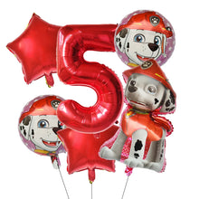 Lade das Bild in den Galerie-Viewer, Paw Patrol Kindergeburtstag 6er Ballon Set mit Jahreszahl
