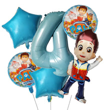 Lade das Bild in den Galerie-Viewer, Paw Patrol Kindergeburtstag 6er Ballon Set mit Jahreszahl
