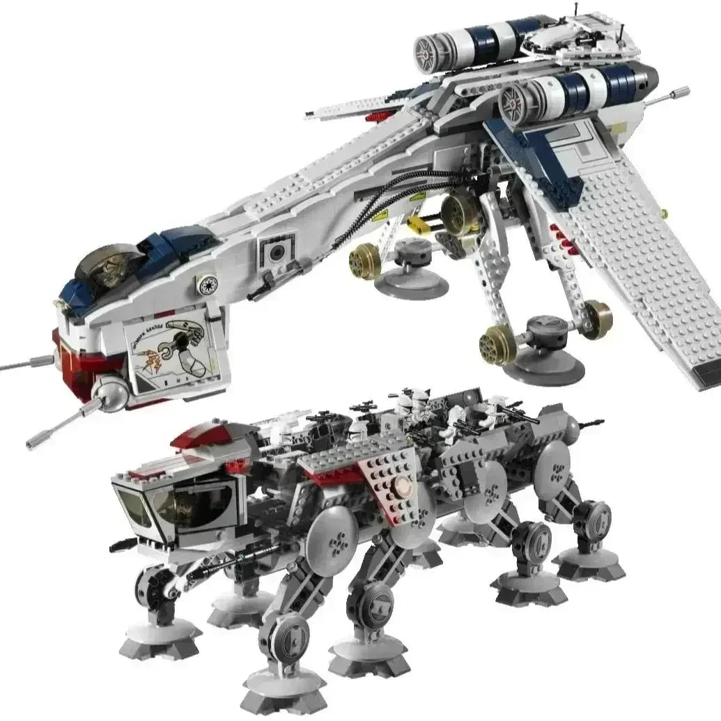 Star Wars Republic Dropship mit AT-OT Walker Set (1808 Klemm-Bausteine) Spielzeug