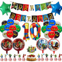 Lade das Bild in den Galerie-Viewer, Ninjago Kindergeburtstag Deko Set mit Ballons, Banner, Kuchen-Topper
