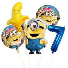 Lade das Bild in den Galerie-Viewer, Minions Ballons für den Kindergeburtstag mit Jahreszahl
