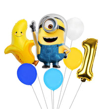 Lade das Bild in den Galerie-Viewer, Minions Ballons für den Kindergeburtstag mit Jahreszahl
