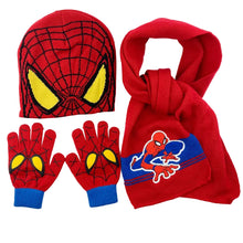 Lade das Bild in den Galerie-Viewer, Spiderman Herbst Winter Set mit Mütze, Schal, Handschuhen - viele Motive
