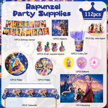 Lade das Bild in den Galerie-Viewer, Rapunzel Geburtstag Partydekoration Set mit 112 Teilen
