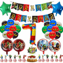 Lade das Bild in den Galerie-Viewer, Ninjago Kindergeburtstag Deko Set mit Ballons, Banner, Kuchen-Topper
