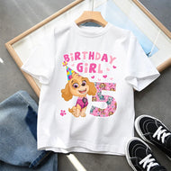 Skye Paw Patrol Birthday Girl Kinder T-Shirt mit Jahreszahl für Geburtstag, Feier