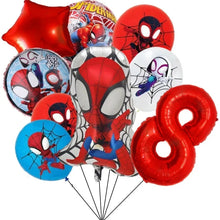 Lade das Bild in den Galerie-Viewer, Spider-Man Kindergeburtstag Luftballons 9 Stk. mit Jahreszahl
