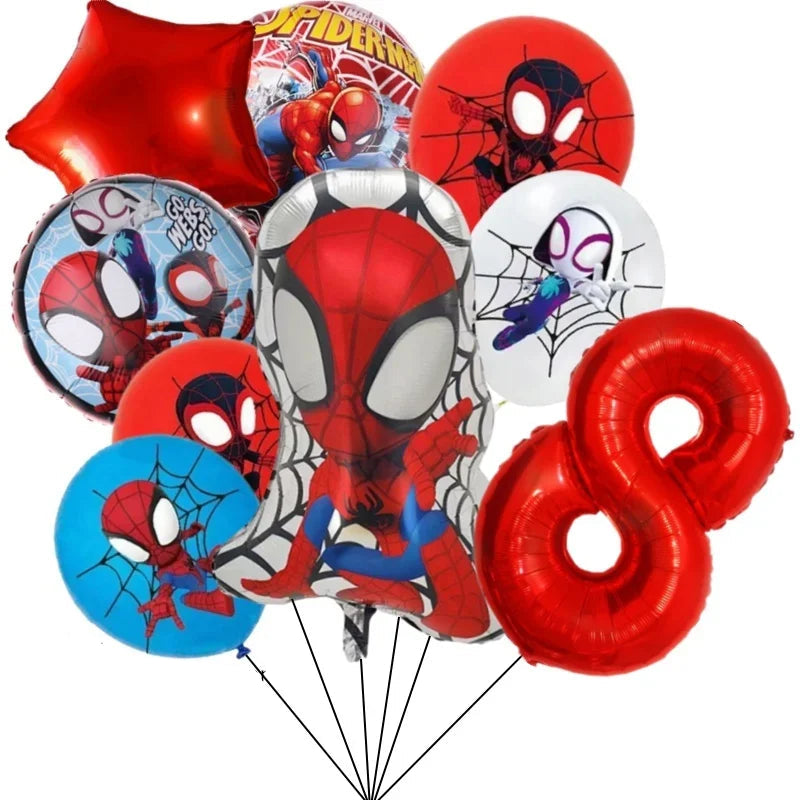 Spider-Man Kindergeburtstag Luftballons 9 Stk. mit Jahreszahl