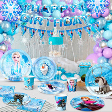 Lade das Bild in den Galerie-Viewer, Die Eiskönigin Frozen Geburtstag Party Deko - Teller, Becher und Servietten (120 Stk. im Set)
