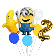 Lade das Bild in den Galerie-Viewer, Minions Ballons für den Kindergeburtstag mit Jahreszahl
