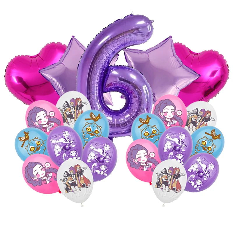 21 Stk. Kpop Demon Hunters Geburtstags Ballons mit Jahreszahl für Feier, Party etc.