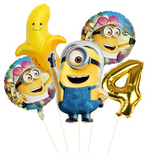 Lade das Bild in den Galerie-Viewer, Minions Ballons für den Kindergeburtstag mit Jahreszahl
