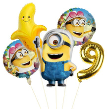 Lade das Bild in den Galerie-Viewer, Minions Ballons für den Kindergeburtstag mit Jahreszahl
