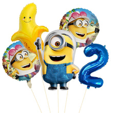 Lade das Bild in den Galerie-Viewer, Minions Ballons für den Kindergeburtstag mit Jahreszahl
