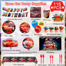 Lade das Bild in den Galerie-Viewer, Cars Kindergeburtstags Deko Set mit 116 Teilen Lightning Mcqueen
