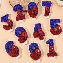 Lade das Bild in den Galerie-Viewer, Niedliche Spider-Man Geburtstag Kerze mit Jahreszahl und Spiderman Deko
