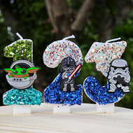 Star Wars Geburtstagskerze mit Darth Vader, Stormtrooper oder Grogu Motiv