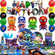 Superhelden Geburtstags-Deko-Set mit 115 Teilen mit Hulk, Iron Man, Cap. America Motiven