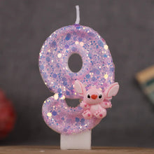 Lade das Bild in den Galerie-Viewer, Pinke Angel und Lilo &amp; Stitch Geburtstagskerzen mit Jahreszahl
