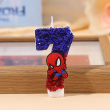 Lade das Bild in den Galerie-Viewer, Niedliche Spider-Man Geburtstag Kerze mit Jahreszahl und Spiderman Deko
