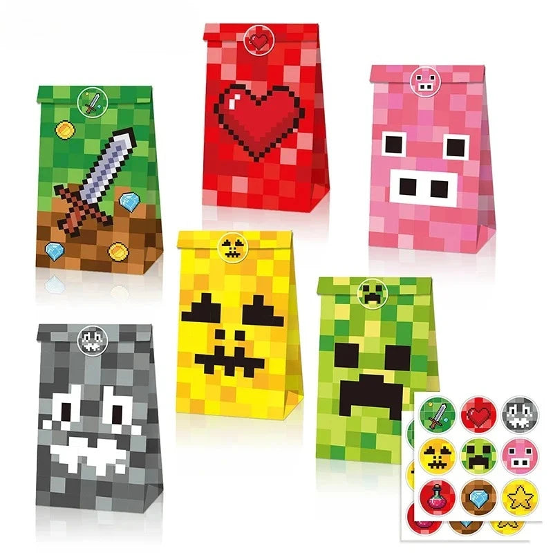 12 Stk. Minecraft Goodie Tüten für Party, Feier, Geburtstag