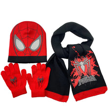 Lade das Bild in den Galerie-Viewer, Spiderman Herbst Winter Set mit Mütze, Schal, Handschuhen - viele Motive
