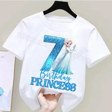 Lade das Bild in den Galerie-Viewer, Eiskönigin Geburtstags T-Shit mit Jahreszahl Frozen Birthday Princess
