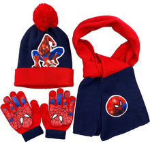 Lade das Bild in den Galerie-Viewer, Spiderman Herbst Winter Set mit Mütze, Schal, Handschuhen - viele Motive
