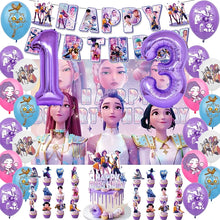 Lade das Bild in den Galerie-Viewer, Kpop Demon Hunters Geburtstag Set mit Jahreszahl Ballon - 32 teile
