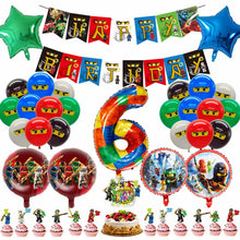 Lade das Bild in den Galerie-Viewer, Ninjago Kindergeburtstag Deko Set mit Ballons, Banner, Kuchen-Topper
