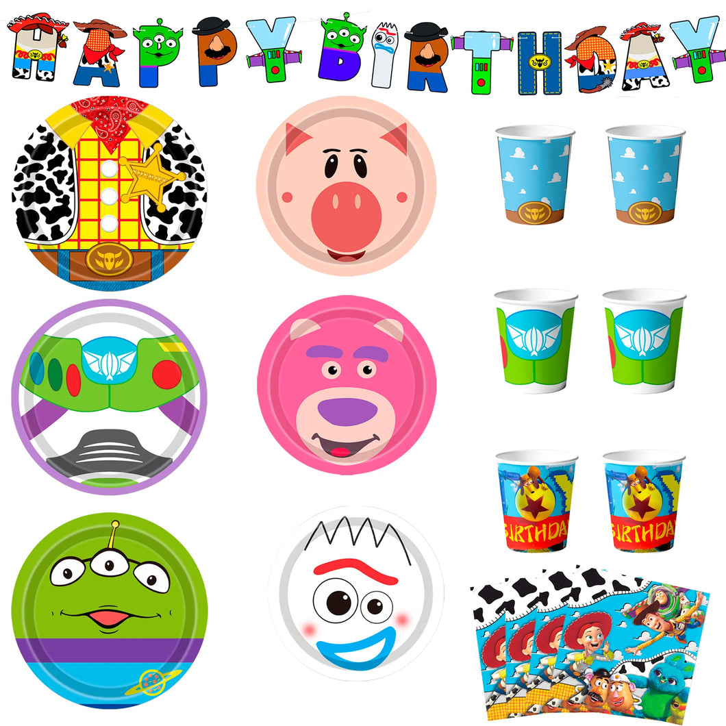 Toy Story Kindergeburtstag Deko Set mit Banner, Tellern, Becher, Servietten 133 Teile