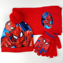 Lade das Bild in den Galerie-Viewer, Spiderman Herbst Winter Set mit Mütze, Schal, Handschuhen - viele Motive
