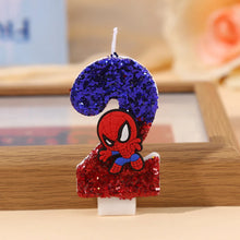 Lade das Bild in den Galerie-Viewer, Niedliche Spider-Man Geburtstag Kerze mit Jahreszahl und Spiderman Deko
