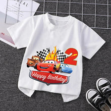 Lade das Bild in den Galerie-Viewer, Lightning Mcqueen Cars Kinder Geburtstags T-Shirt mit Jahreszahl
