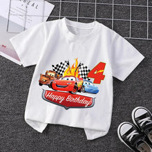 Lade das Bild in den Galerie-Viewer, Lightning Mcqueen Cars Kinder Geburtstags T-Shirt mit Jahreszahl
