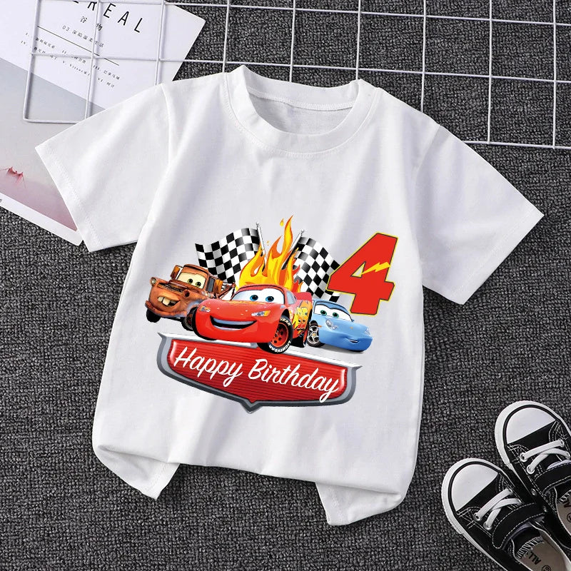 Lightning Mcqueen Cars Kinder Geburtstags T-Shirt mit Jahreszahl
