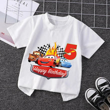 Lade das Bild in den Galerie-Viewer, Lightning Mcqueen Cars Kinder Geburtstags T-Shirt mit Jahreszahl
