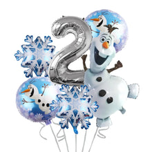 Lade das Bild in den Galerie-Viewer, Frozen Eiskönigin Geburtstag Ballon Set mit Olaf und Jahreszahl

