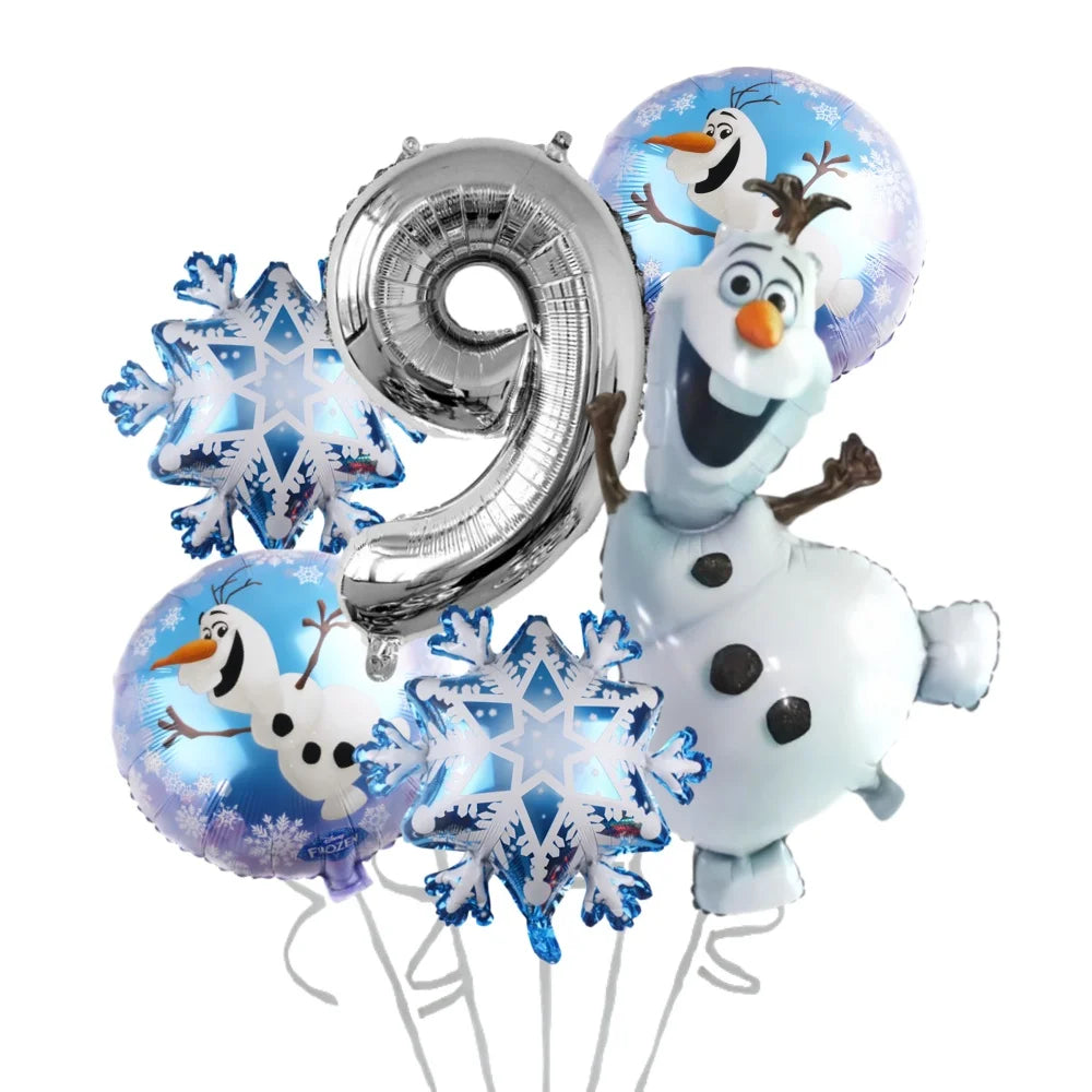 Frozen Eiskönigin Geburtstag Ballon Set mit Olaf und Jahreszahl