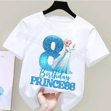 Lade das Bild in den Galerie-Viewer, Eiskönigin Geburtstags T-Shit mit Jahreszahl Frozen Birthday Princess
