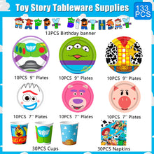 Lade das Bild in den Galerie-Viewer, Toy Story Kindergeburtstag Deko Set mit Banner, Tellern, Becher, Servietten 133 Teile
