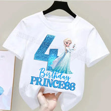 Lade das Bild in den Galerie-Viewer, Eiskönigin Geburtstags T-Shit mit Jahreszahl Frozen Birthday Princess

