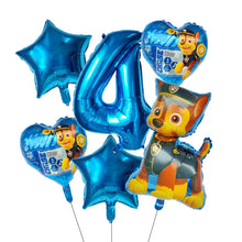 Lade das Bild in den Galerie-Viewer, Paw Patrol Kindergeburtstag 6er Ballon Set mit Jahreszahl
