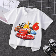 Lade das Bild in den Galerie-Viewer, Lightning Mcqueen Cars Kinder Geburtstags T-Shirt mit Jahreszahl
