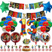 Lade das Bild in den Galerie-Viewer, Ninjago Kindergeburtstag Deko Set mit Ballons, Banner, Kuchen-Topper
