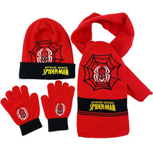 Lade das Bild in den Galerie-Viewer, Spiderman Herbst Winter Set mit Mütze, Schal, Handschuhen - viele Motive
